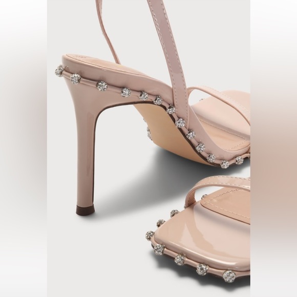 NWT Lulus Lacelyn Light Nude Rhinestone Ankle Strap High Heels Sandals - Picture 4 of 5